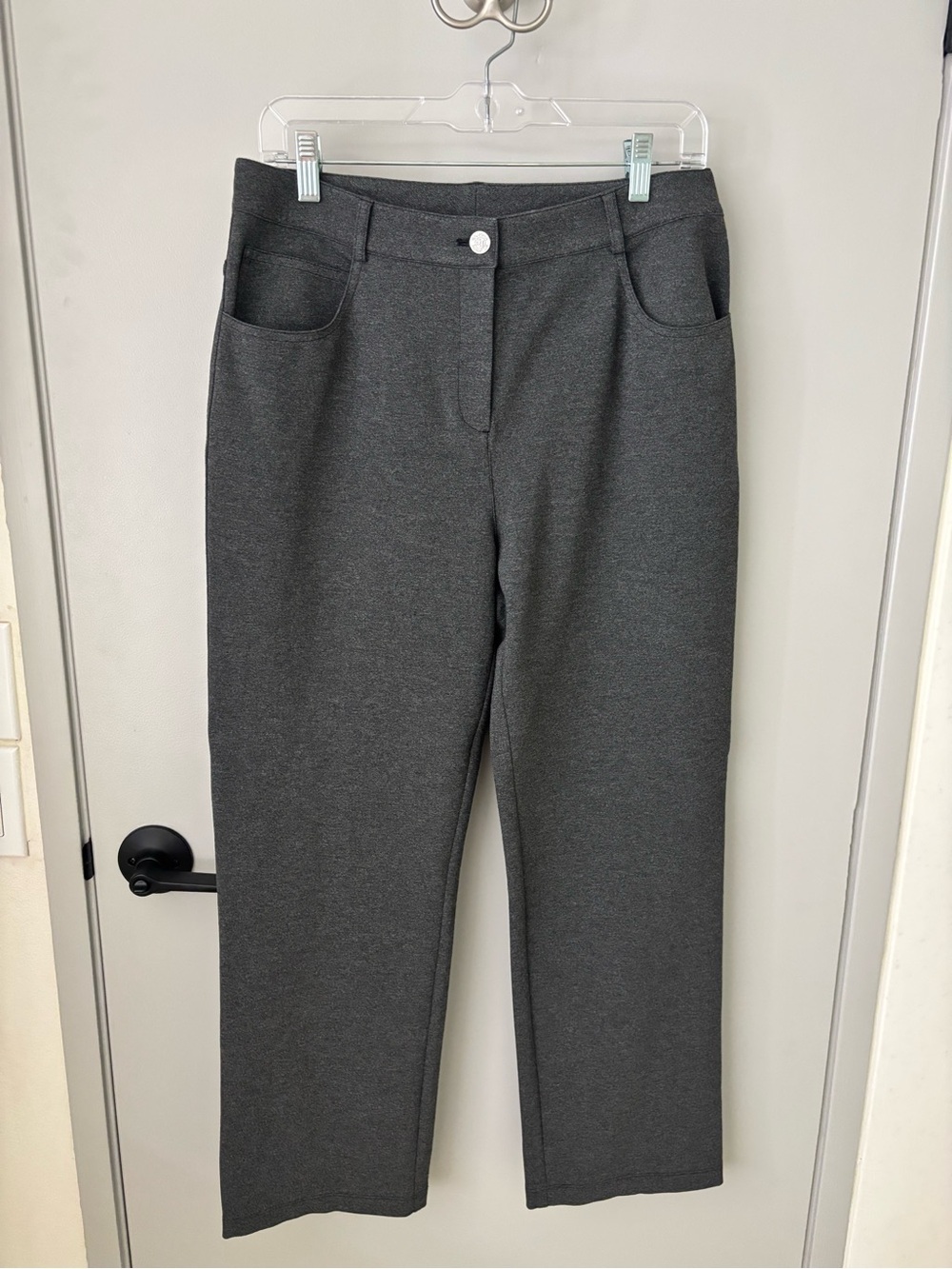 St. John Gray Knit Straight Leg Pants